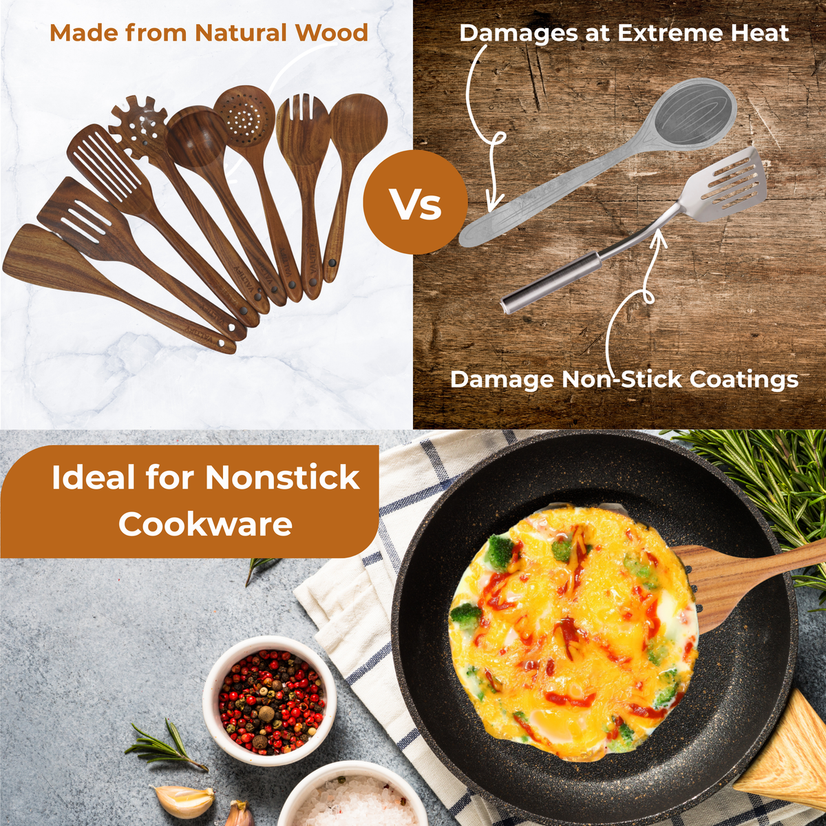 17-Piece Teakwood Kitchen Utensil Set