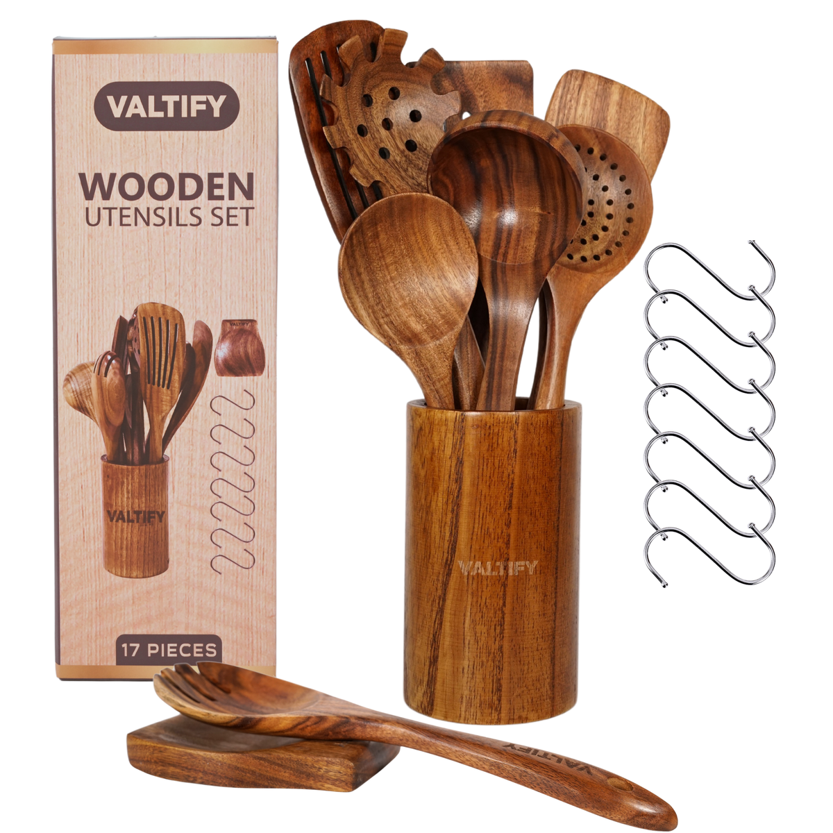 17-Piece Teakwood Kitchen Utensil Set
