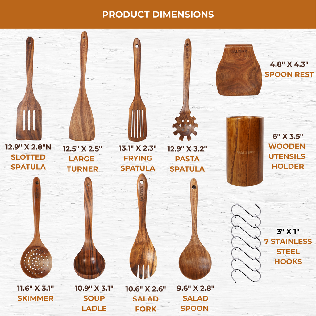 17-Piece Teakwood Kitchen Utensil Set
