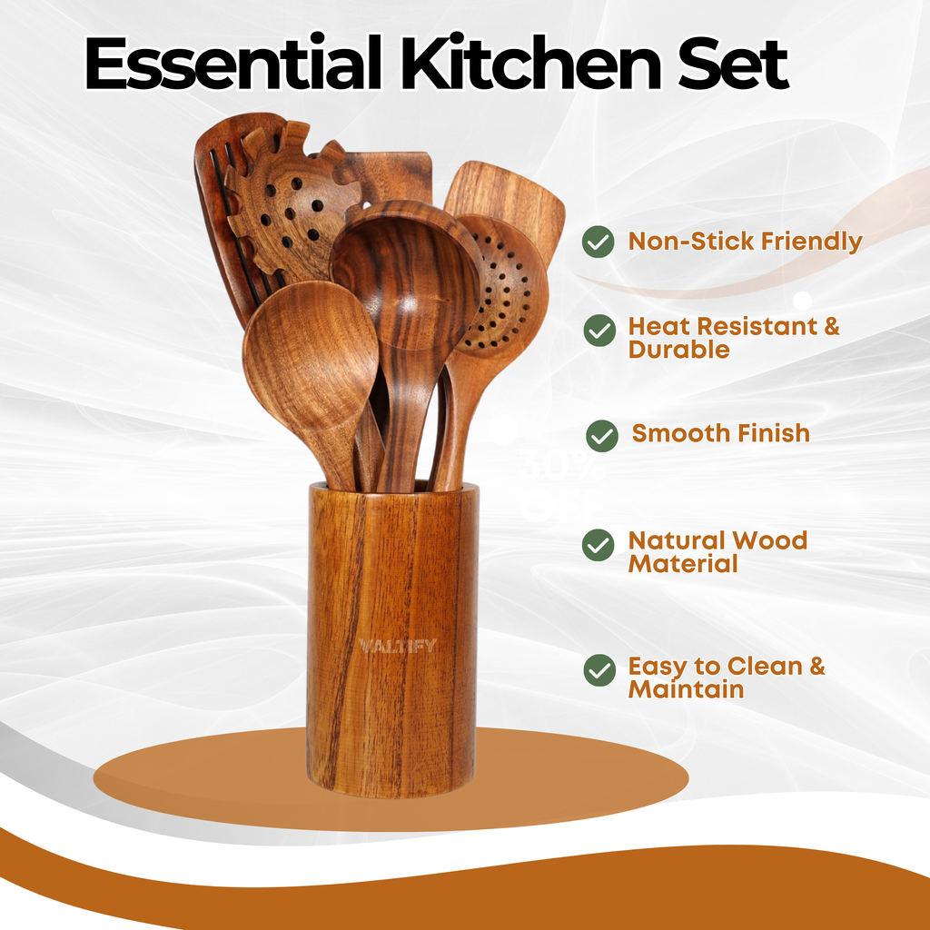 17-Piece Teakwood Kitchen Utensil Set