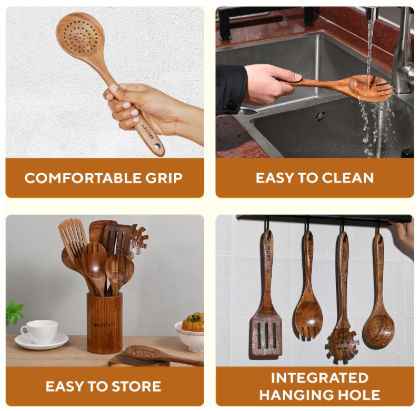 6-Piece Teakwood Kitchen Utensil Set